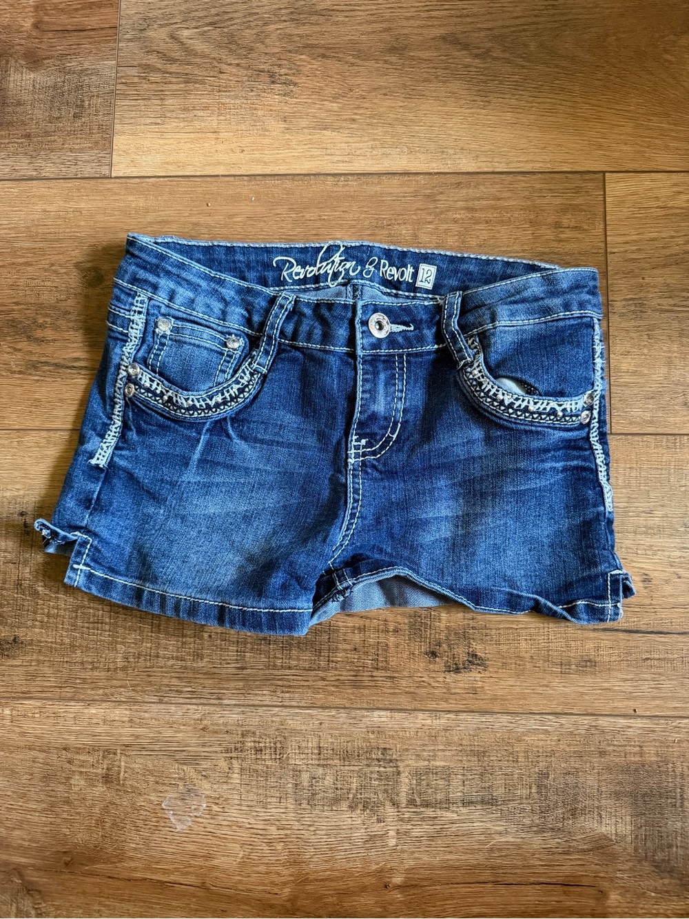 Youth girls  Dark Blue Denim Shorts revolution by revolt 12